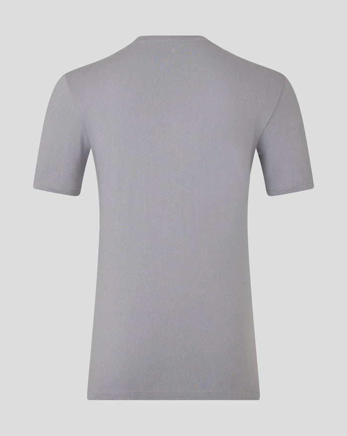 Back view of a gray FC Twente adult T-shirt with a plain back.