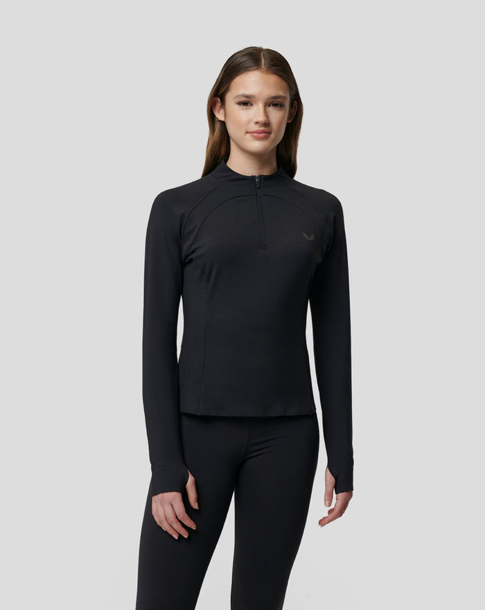 Womens black 1/4 zip sports top