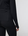 Back view of black Active Technical 1/4 Zip showing a subtle side back zipper and clean seam lines