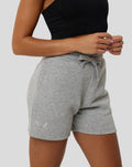 Grey Marl Apex shorts with drawstring waist and small embroidered wings on the leg