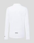 Back view of white Tech Life Colourblock 1/4 Zip with a small dark accent at the hem