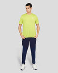 Front view of neon lime Core Tech T-Shirt with zebra pattern and small Castore logo on the chest.