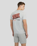 Back view of heather grey Red Bull Racing Spielberg T-shirt with large back graphic and front Oracle Red Bull Racing logo.